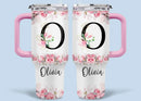 Floral Lettered Car Cup - Romantic Car Cup with Personalized Name 40oz Tumbler - Joliny