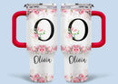 Floral Lettered Car Cup - Romantic Car Cup with Personalized Name 40oz Tumbler - Joliny