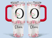 Floral Lettered Car Cup - Romantic Car Cup with Personalized Name 40oz Tumbler - Joliny