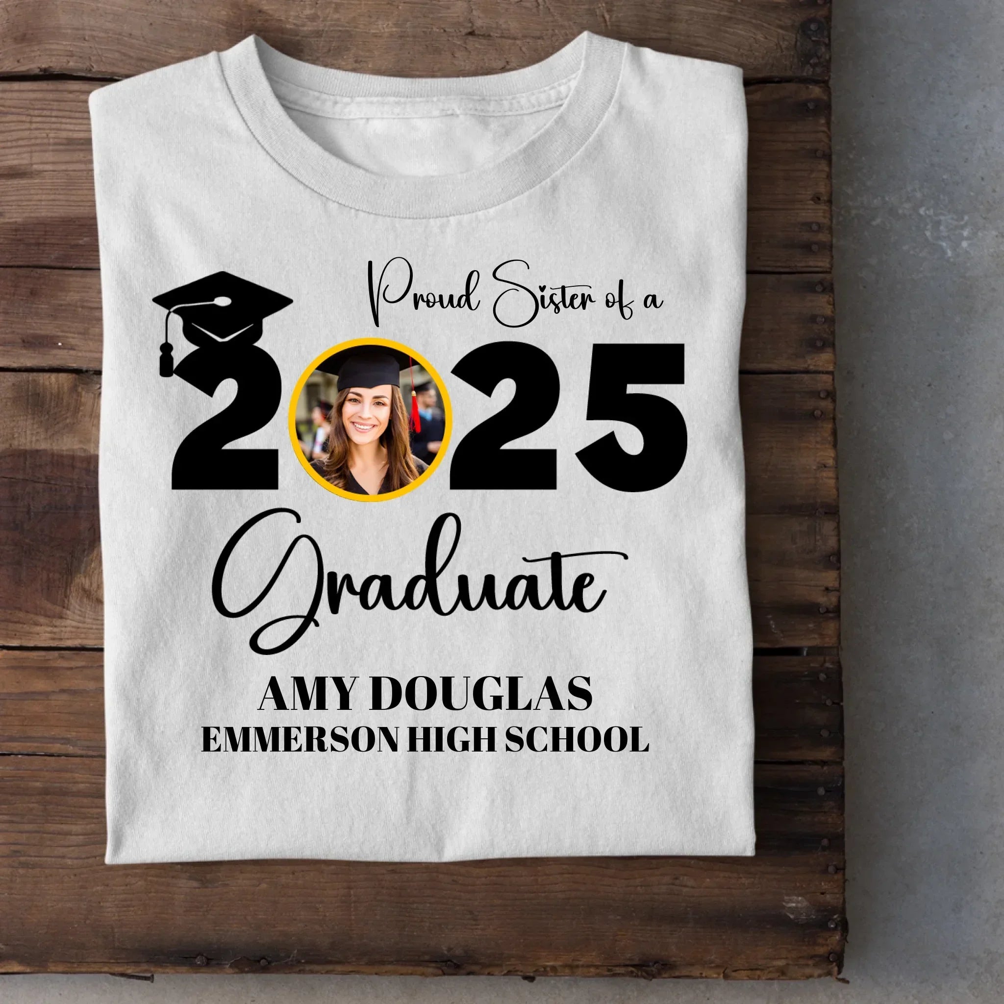 Custom Graduation Photo T-shirt, Proud Mom Of A Graduate - Joliny