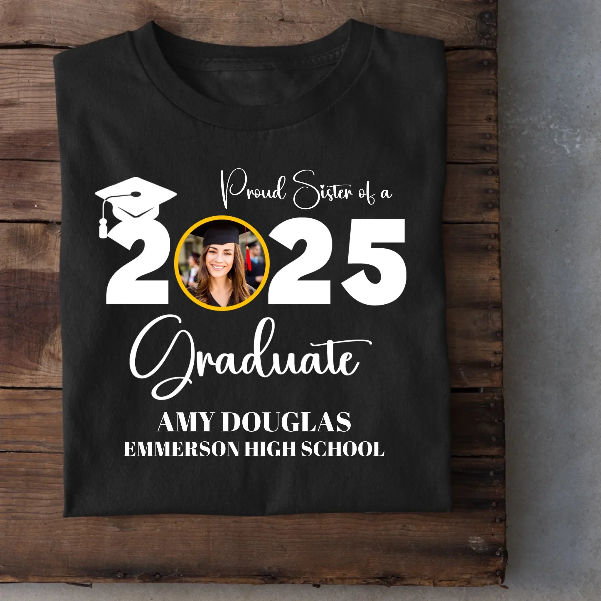Custom Graduation Photo T-shirt, Proud Mom Of A Graduate - Joliny