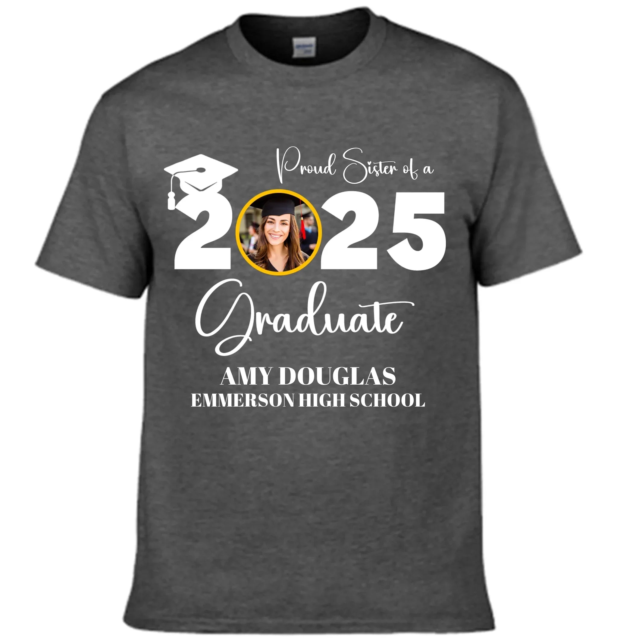Custom Graduation Photo T-shirt, Proud Mom Of A Graduate - Joliny