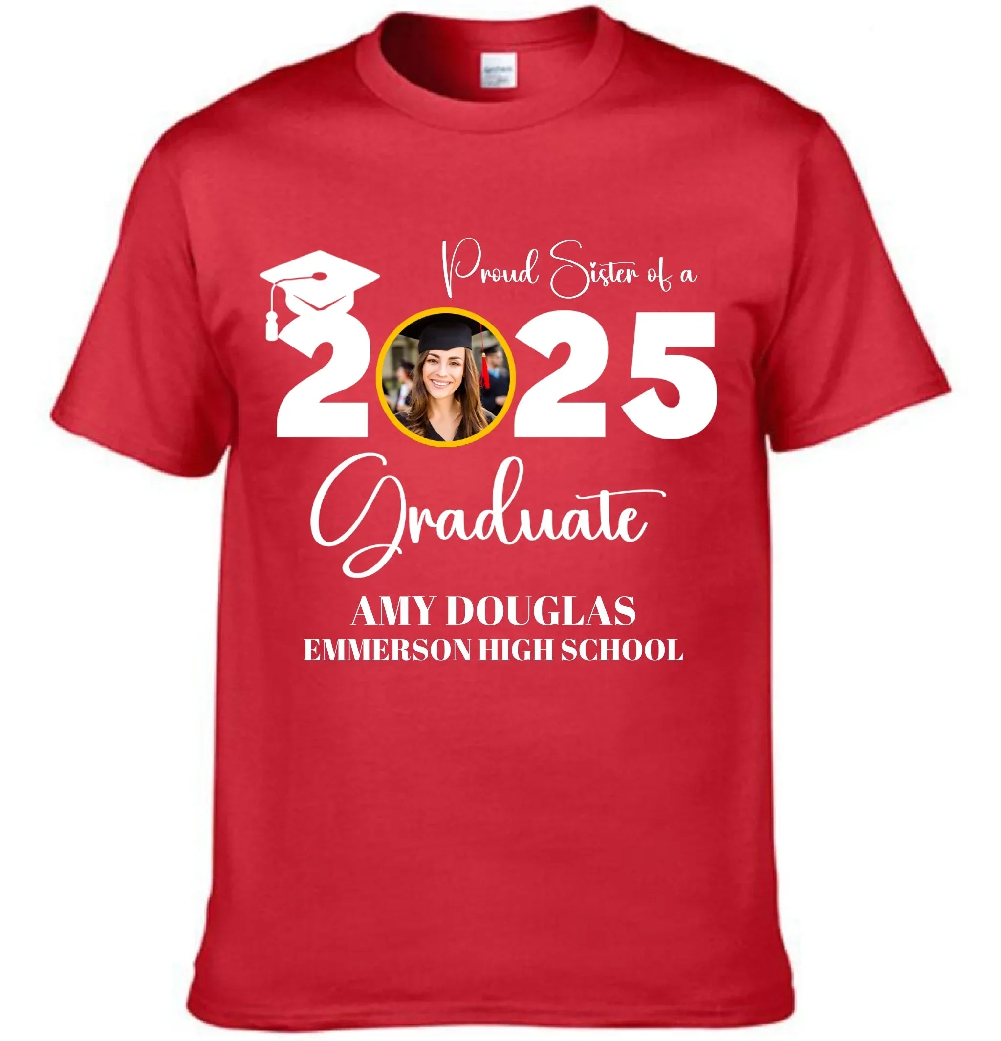 Custom Graduation Photo T-shirt, Proud Mom Of A Graduate - Joliny