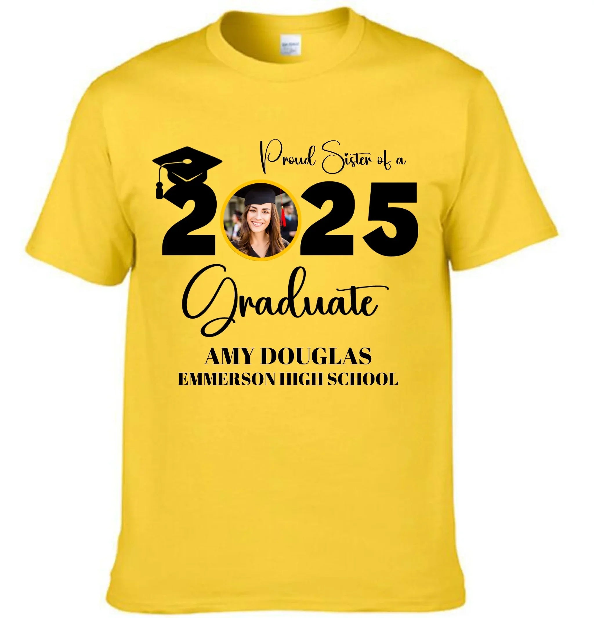 Custom Graduation Photo T-shirt, Proud Mom Of A Graduate - Joliny