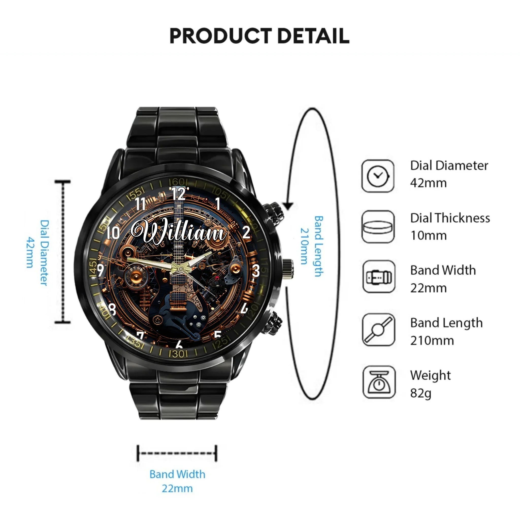 Customized Steampunk Style Watch – Mechanical and Gear-patterned Watches with Personalized Names - A Gift For Friend,BFF,Friend,Mechanical Enthusiast - Joliny