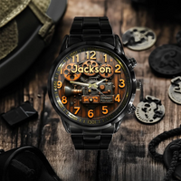 Customized Steampunk-Style Watch – Retro Gear and Engine Pattern Watch with Personalized Name Design - A Gift For Friend,Family,Mechanical Enthusiast - Joliny