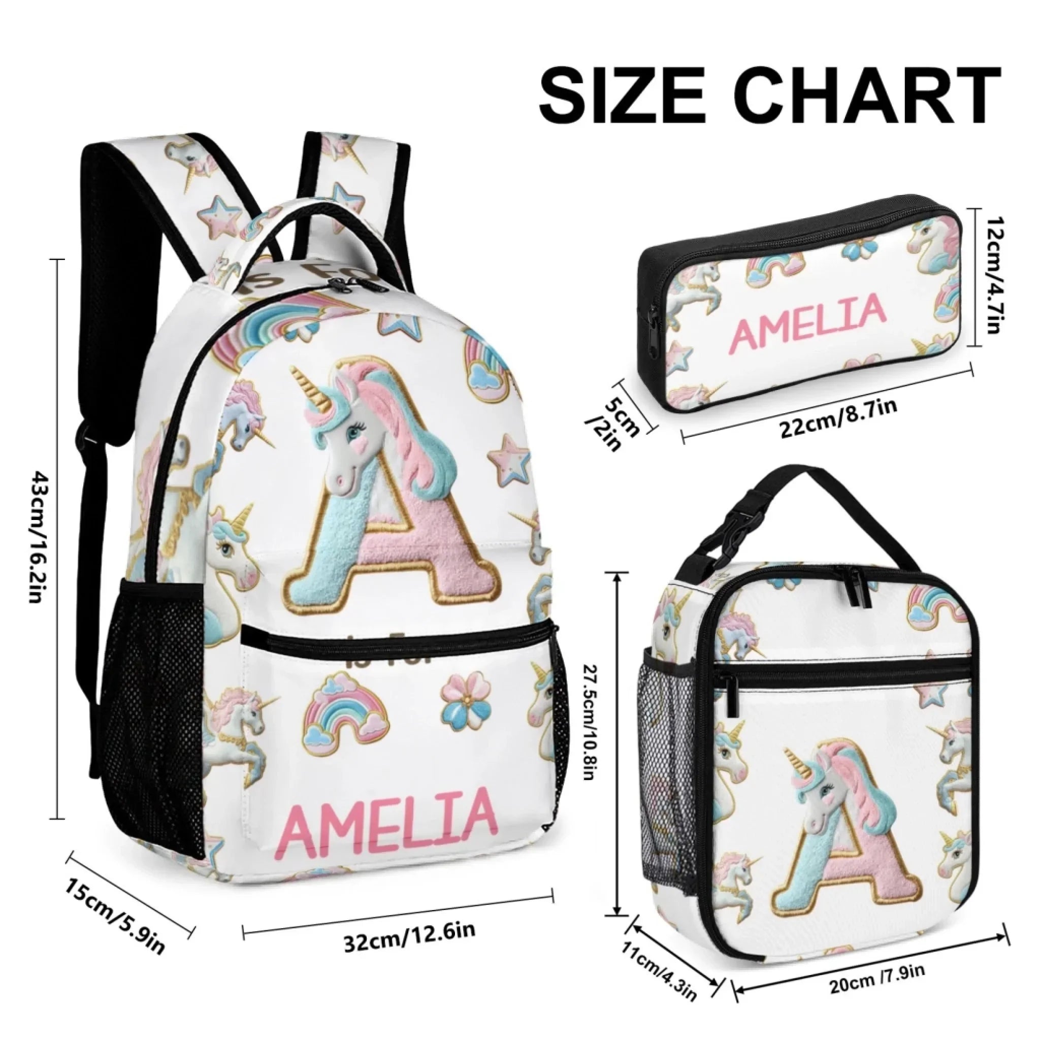 Beautiful Unicorn Alphabet - Personalized Name Backpack - Joliny