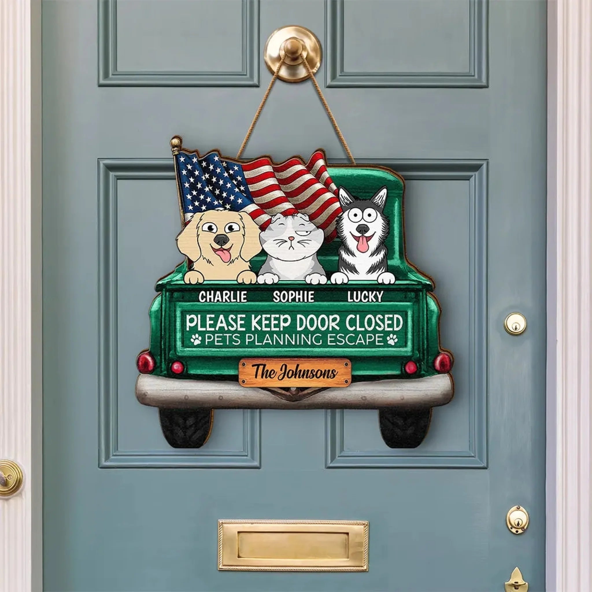 Cats Planning Escape Truck - Personalized Custom Shaped Wood Sign