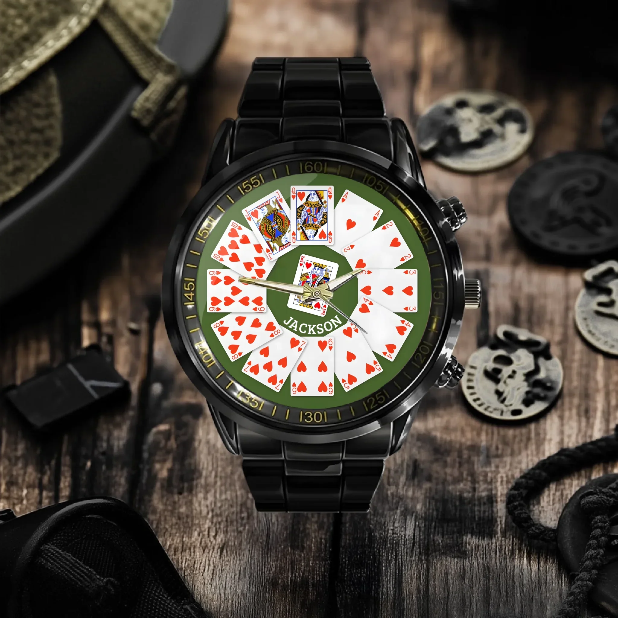 Hearts Suit Playing Card - Personalized Watch - Joliny