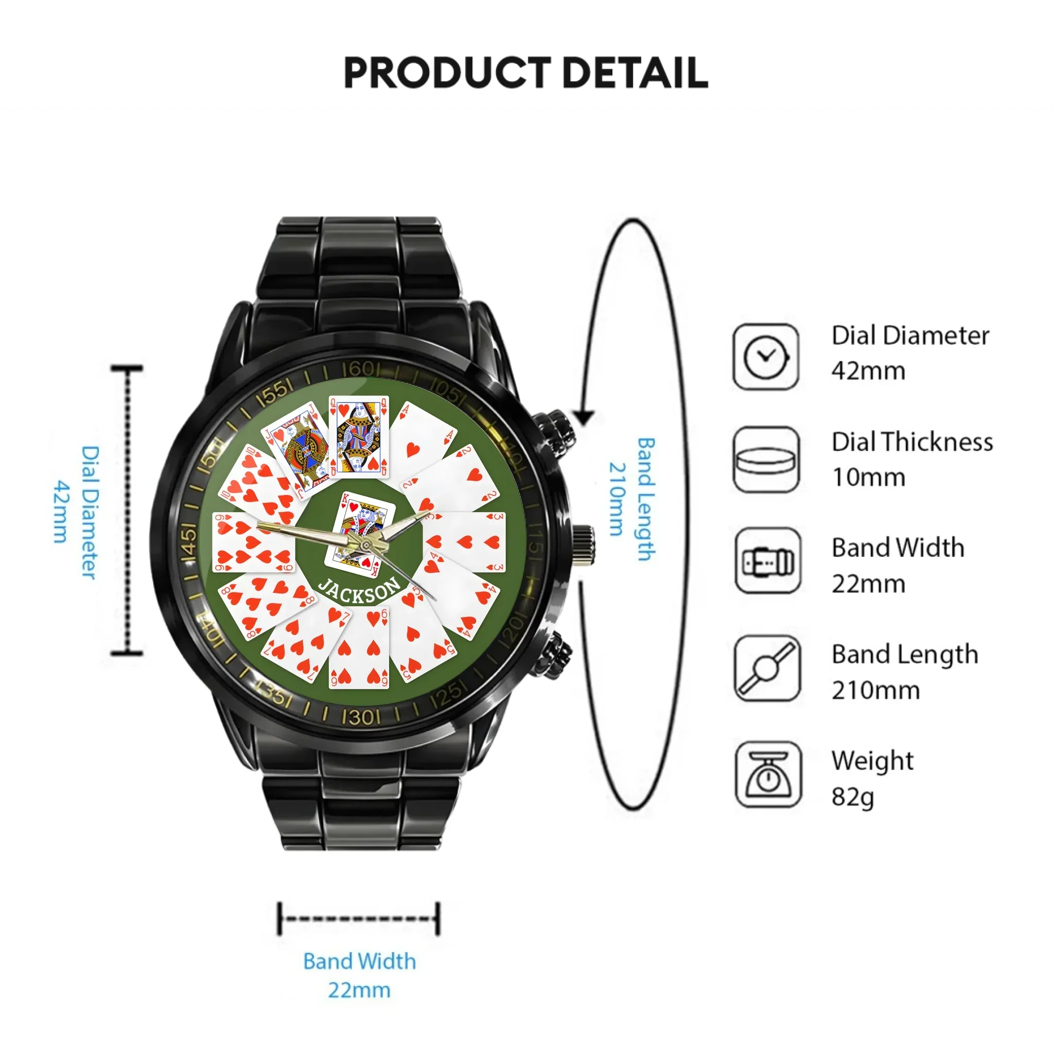 Hearts Suit Playing Card - Personalized Watch - Joliny