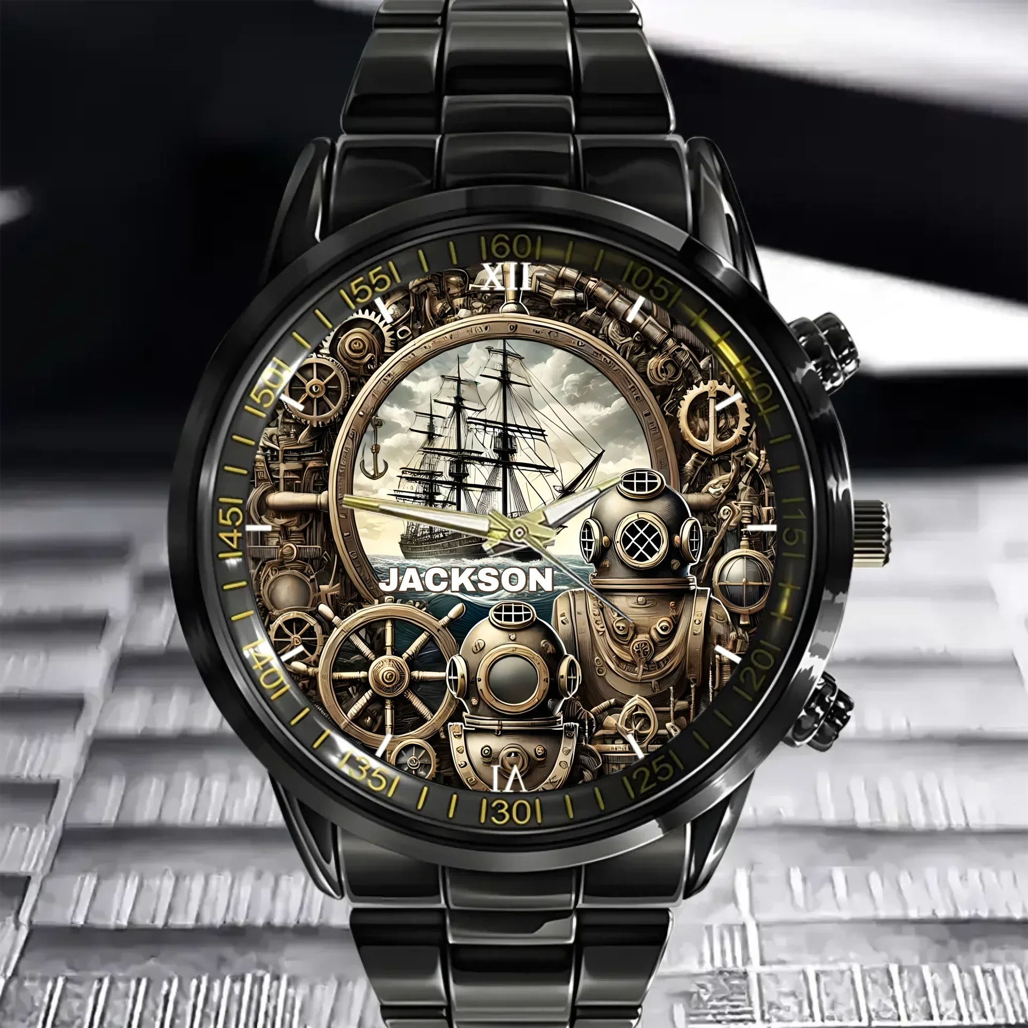 Anchor's Awe｜Vintage Sailboat - Personalized Watch