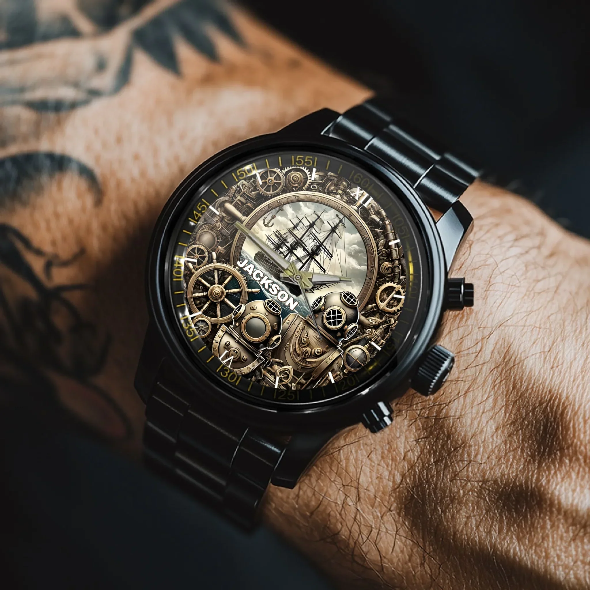 Anchor's Awe｜Vintage Sailboat - Personalized Watch