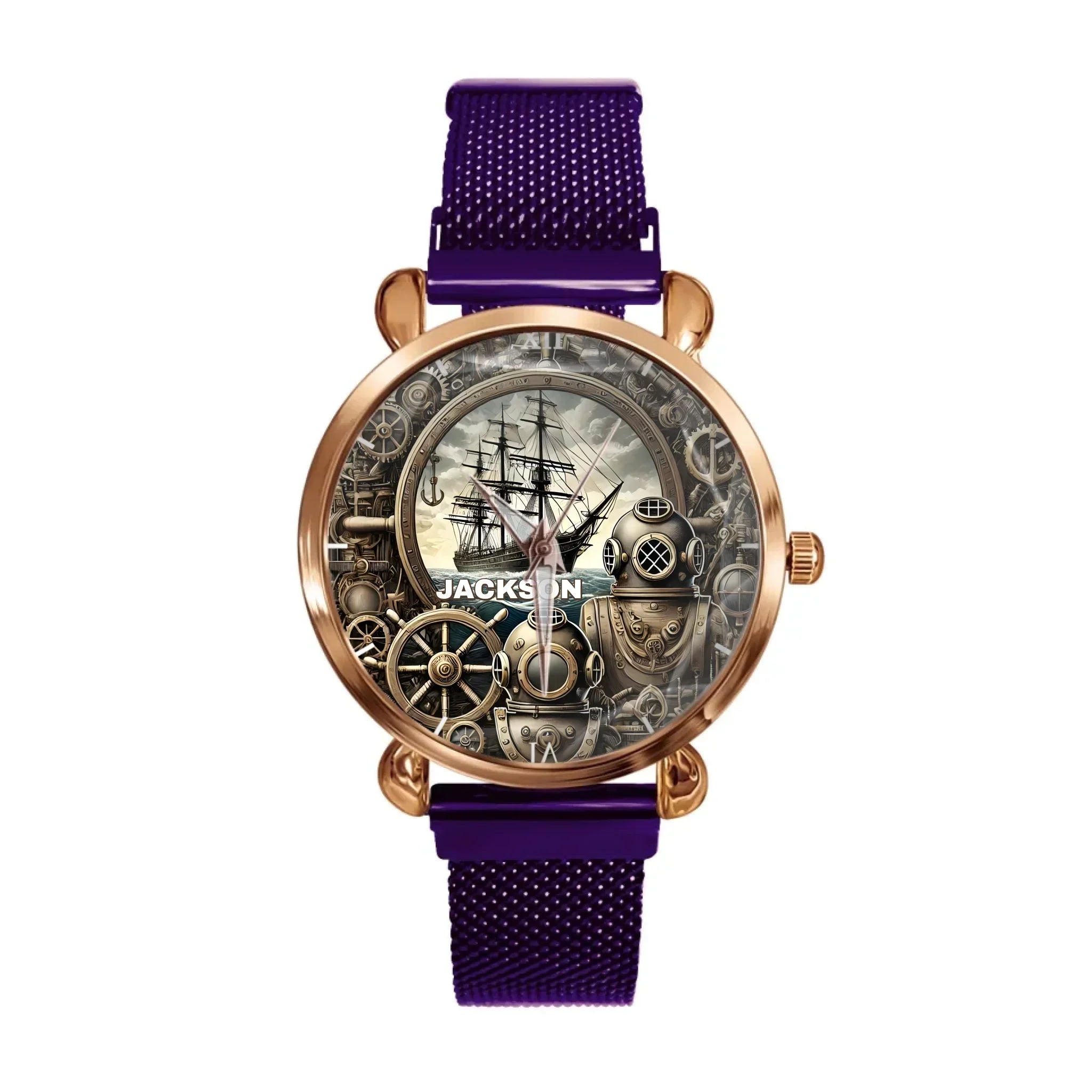 Anchor's Awe｜Vintage Sailboat - Personalized Watch - Joliny