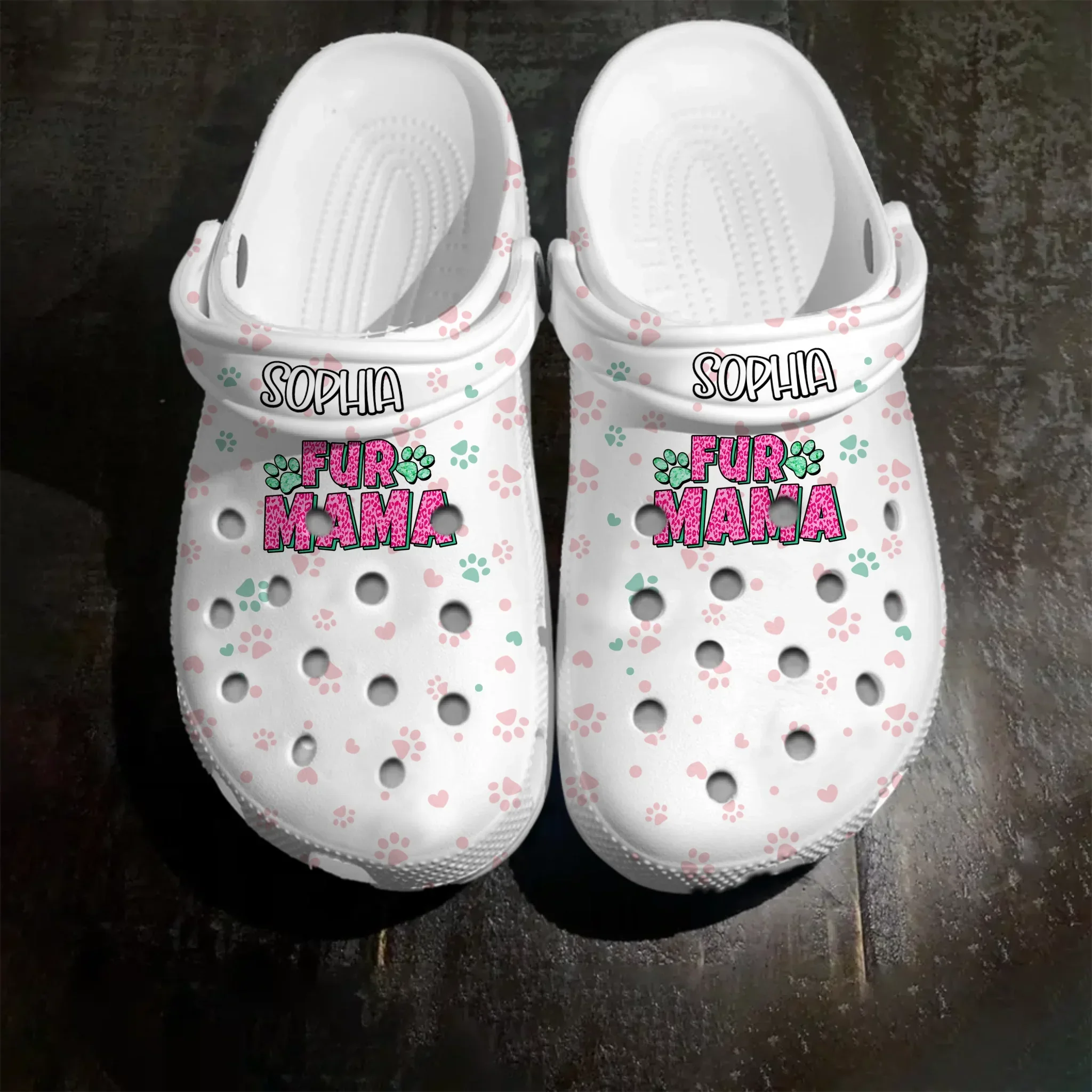 Fur Mama Pet Name Cat Lovers Dog Lovers Gift Clog - Personalized Name Comfortable Slipper Shoes