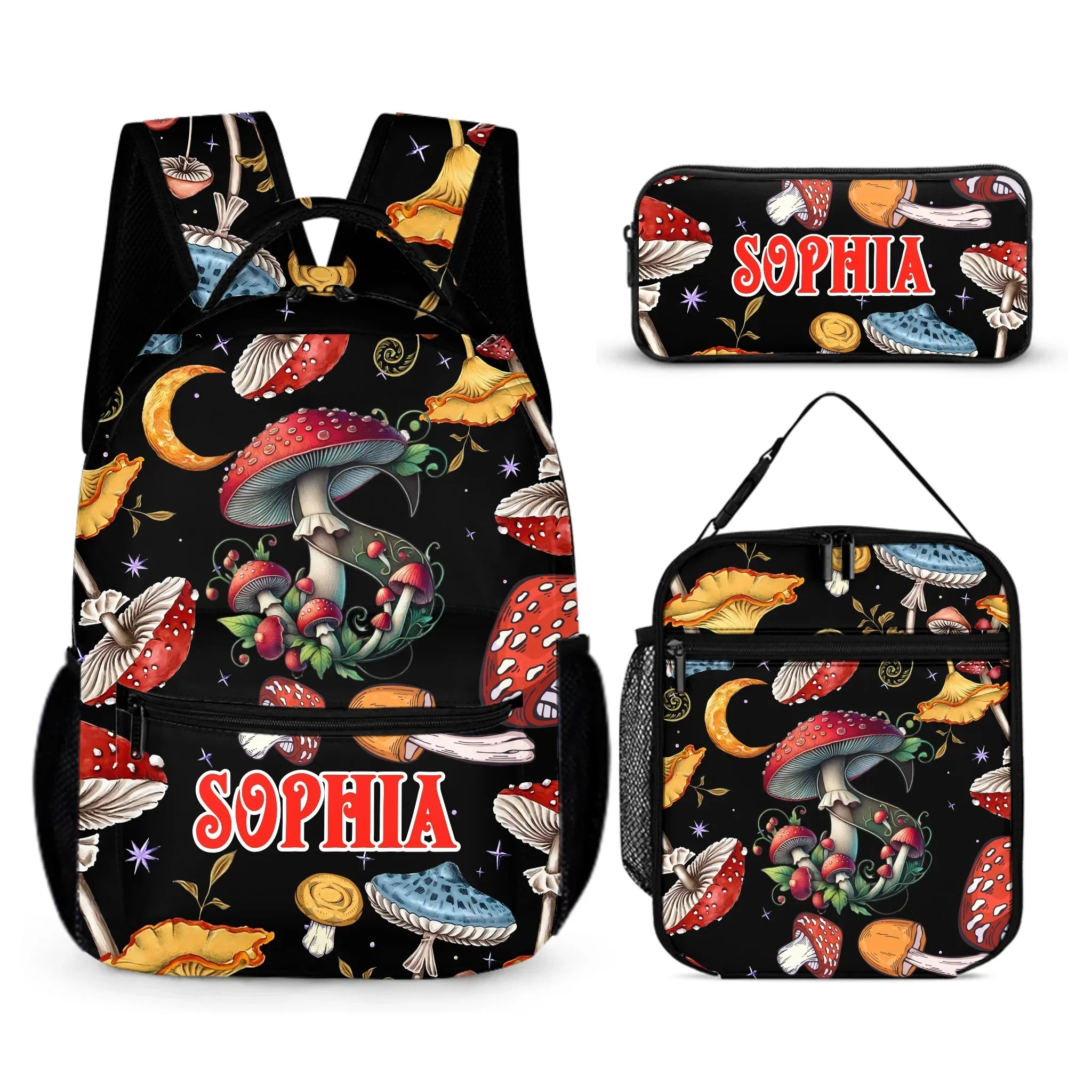 Beautiful Mushroom Name Customized Backpack - School Season Gift for Kids
