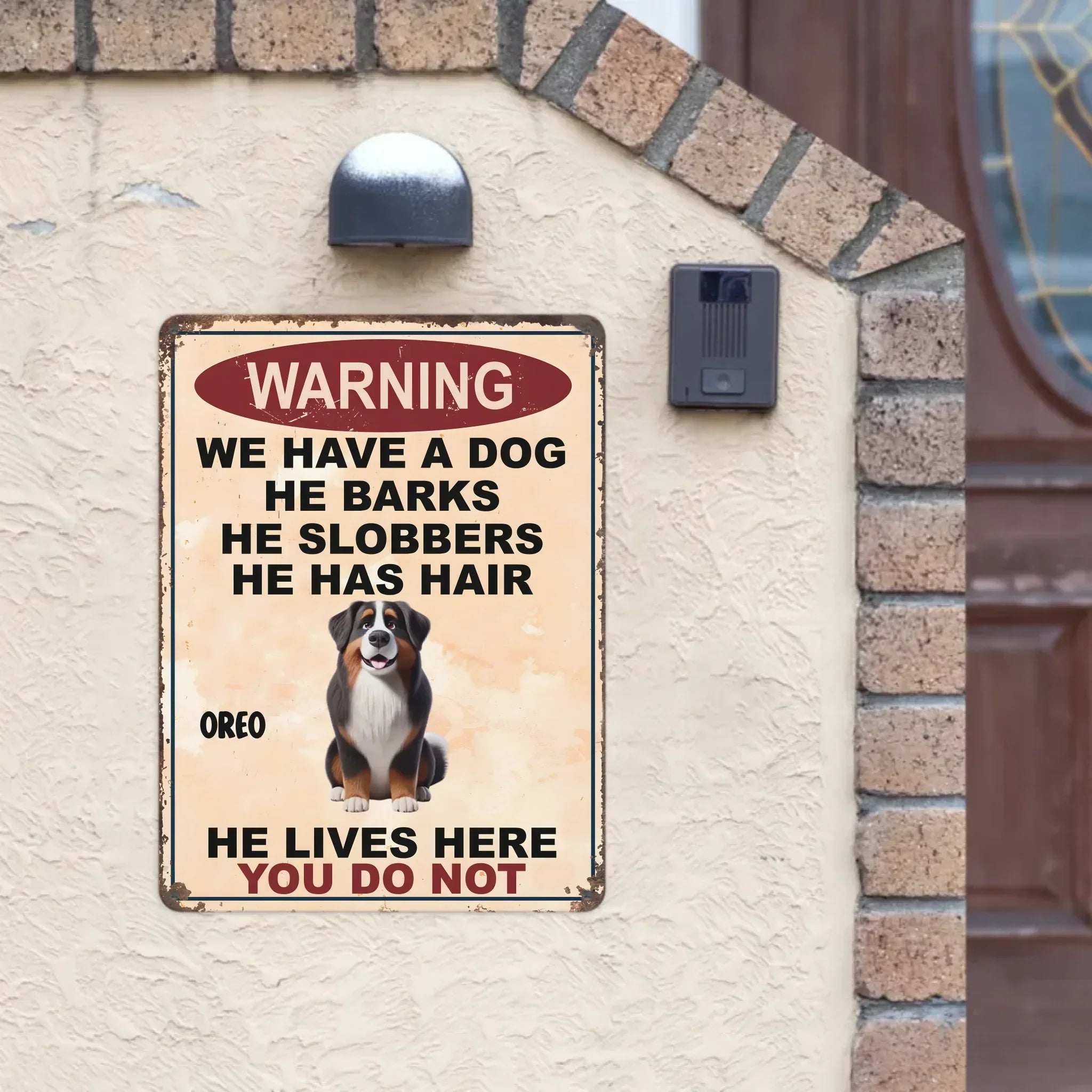 We Have Dogs They Bark Painting - Personalized Metal Sign
