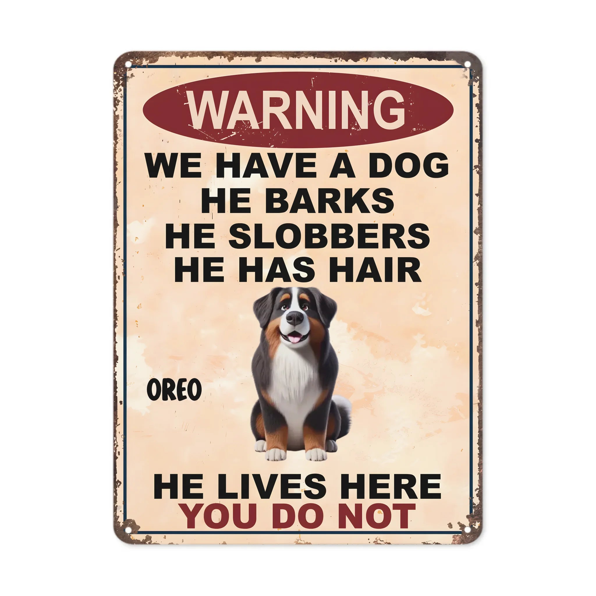 We Have Dogs They Bark Painting - Personalized Metal Sign