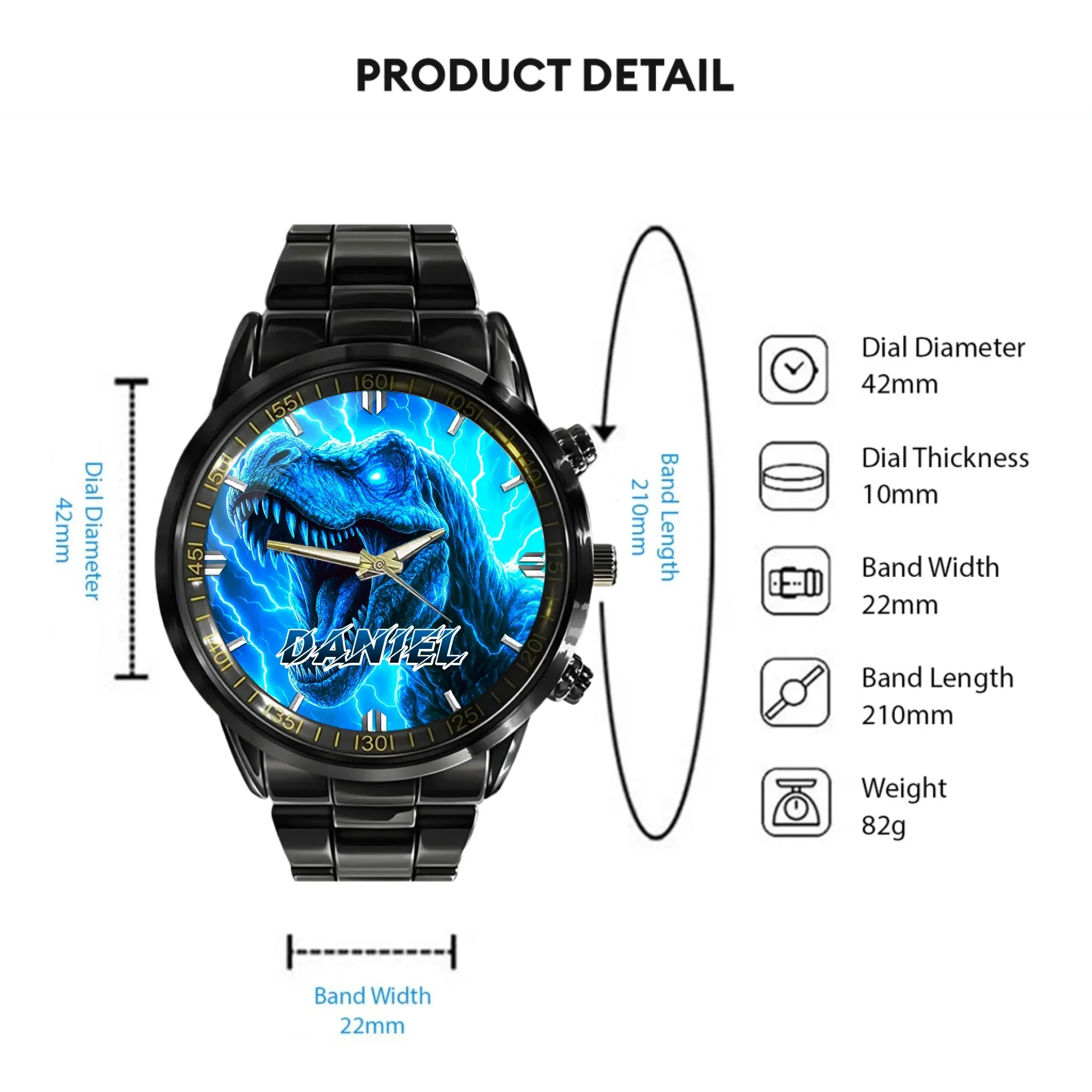 Lightning Dinosaur - Personalized Watch - Joliny