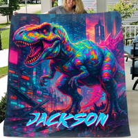 Cyberpunk Dinosaur - Personalized Blanket - Joliny