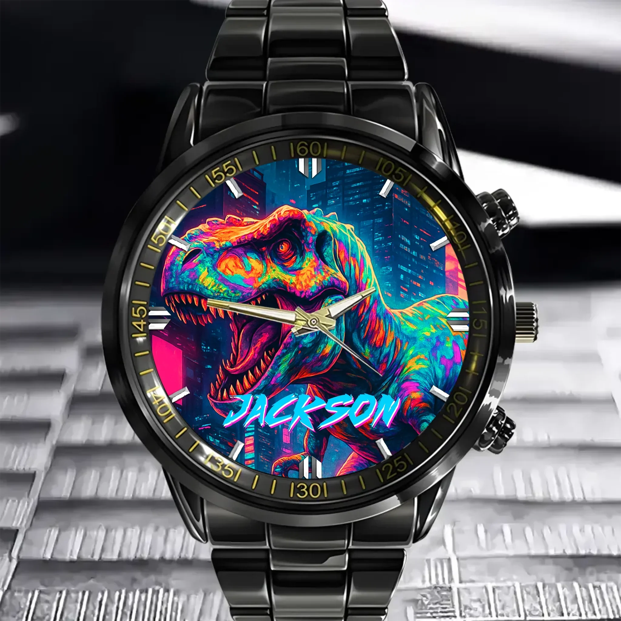 Cyberpunk Dinosaur - Personalized Watch