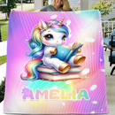 Unicorn Reading Book Custom Blanket - Gift for Kid - Joliny