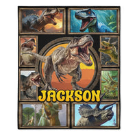 Jurassic Dinosaur Custom Blanket - Personalized Name - Gift for Dinosaur Enthusiasts - Joliny