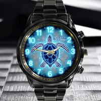 Blue Fluorescent Turtle Custom Watch - Personalized Watch - Joliny