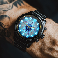 Blue Fluorescent Turtle Custom Watch - Personalized Watch - Joliny
