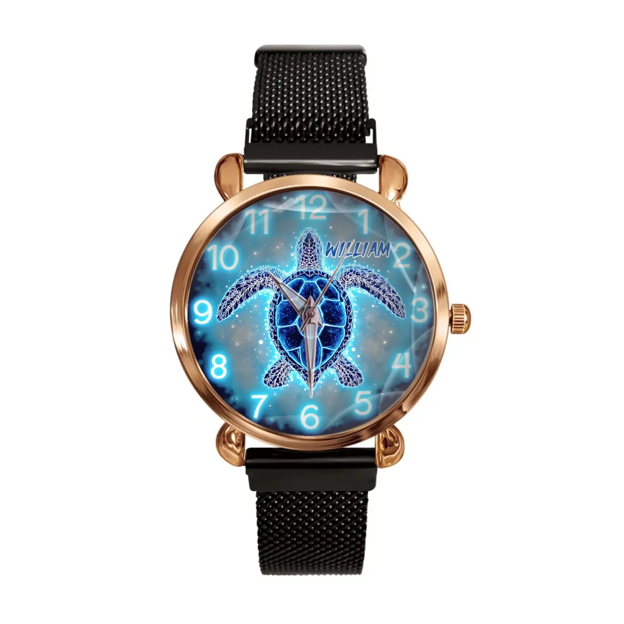 Blue Fluorescent Turtle Custom Watch - Personalized Watch - Joliny