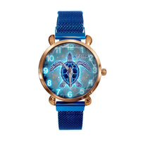 Blue Fluorescent Turtle Custom Watch - Personalized Watch - Joliny