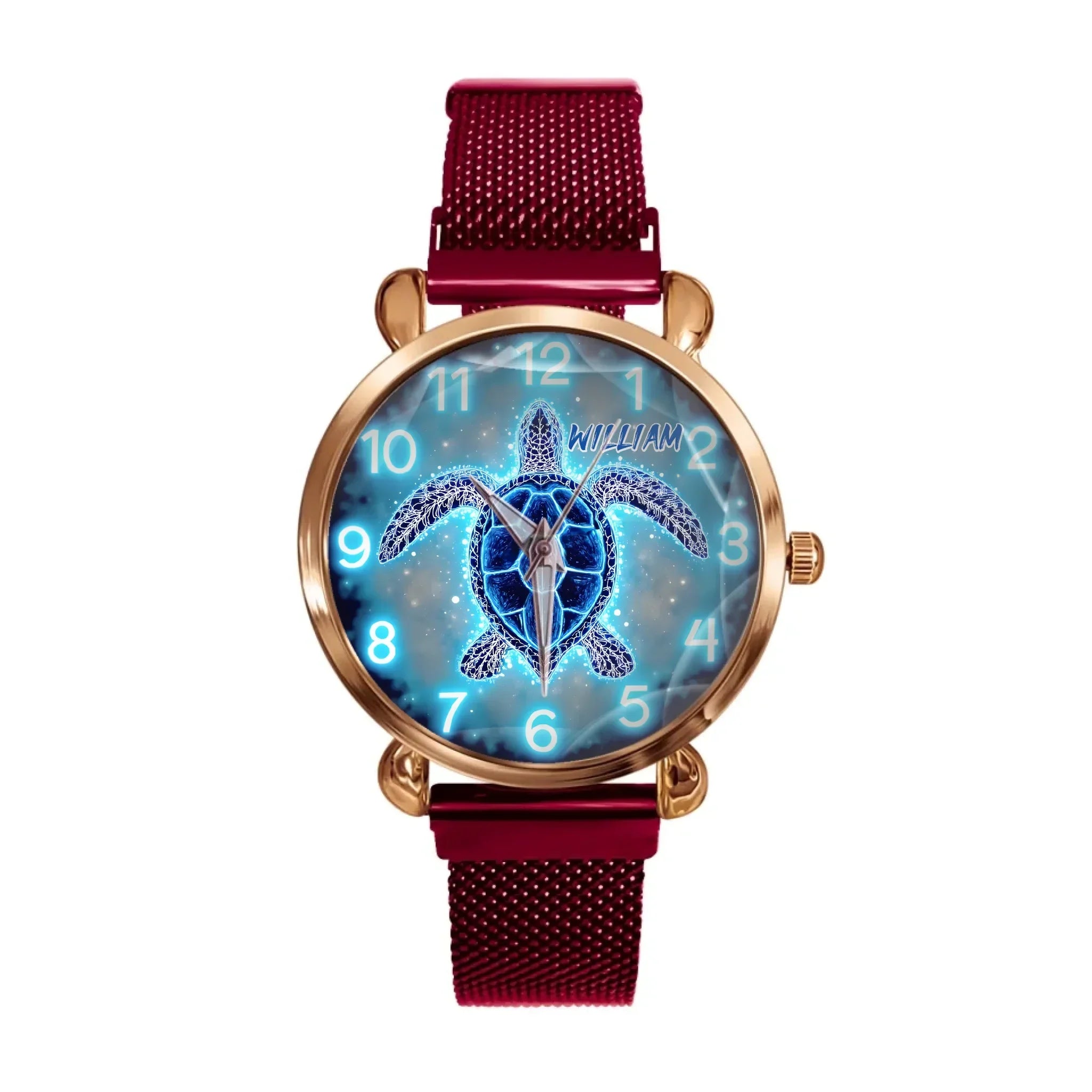 Blue Fluorescent Turtle Custom Watch - Personalized Watch - Joliny