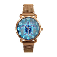 Blue Fluorescent Turtle Custom Watch - Personalized Watch - Joliny