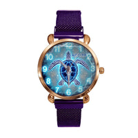 Blue Fluorescent Turtle Custom Watch - Personalized Watch - Joliny