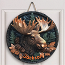 Relief-style Forest Deer Custom Door Plate - Personalized Wooden Sign - Joliny