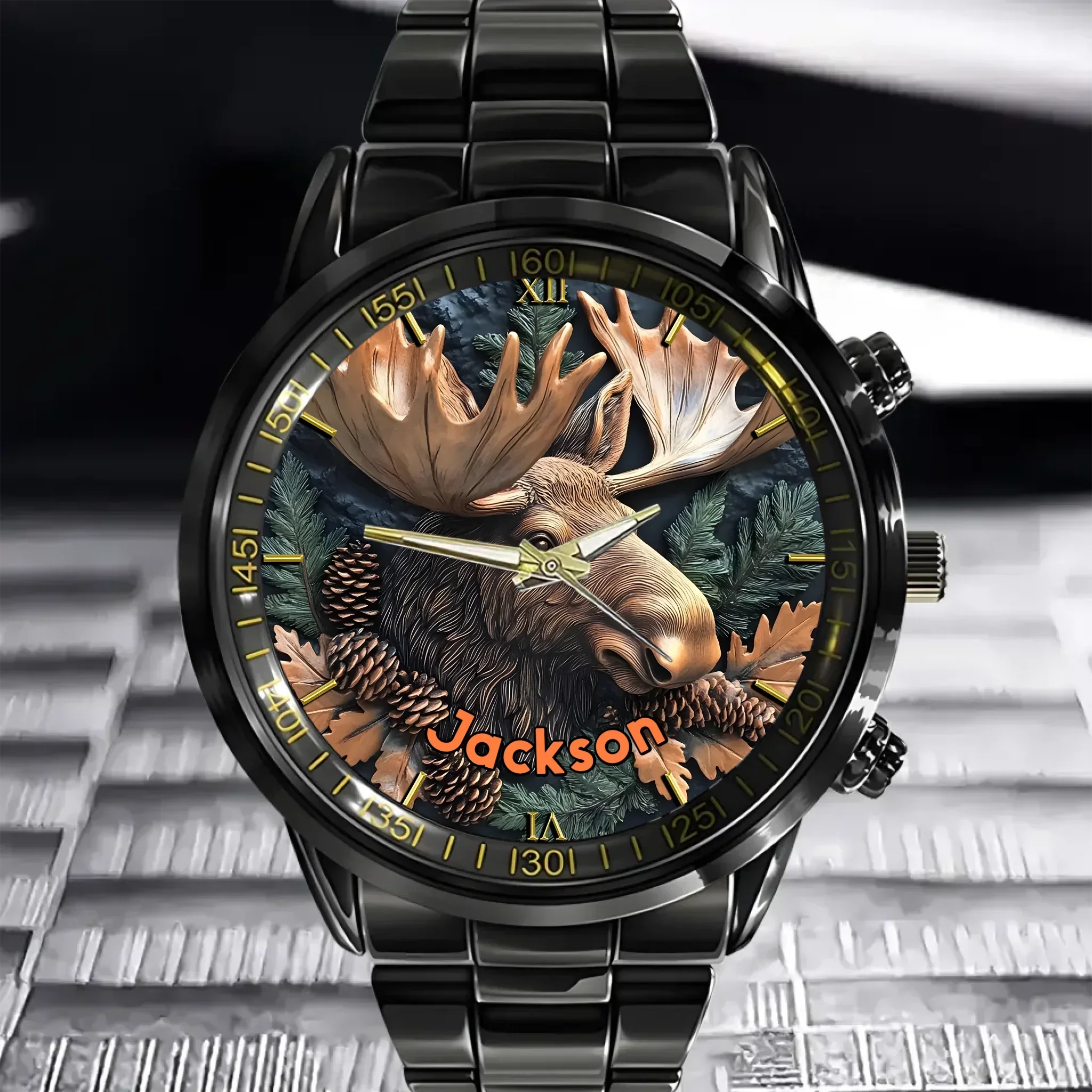 Relief-style Forest Deer Custom Watch - Personalized Watch