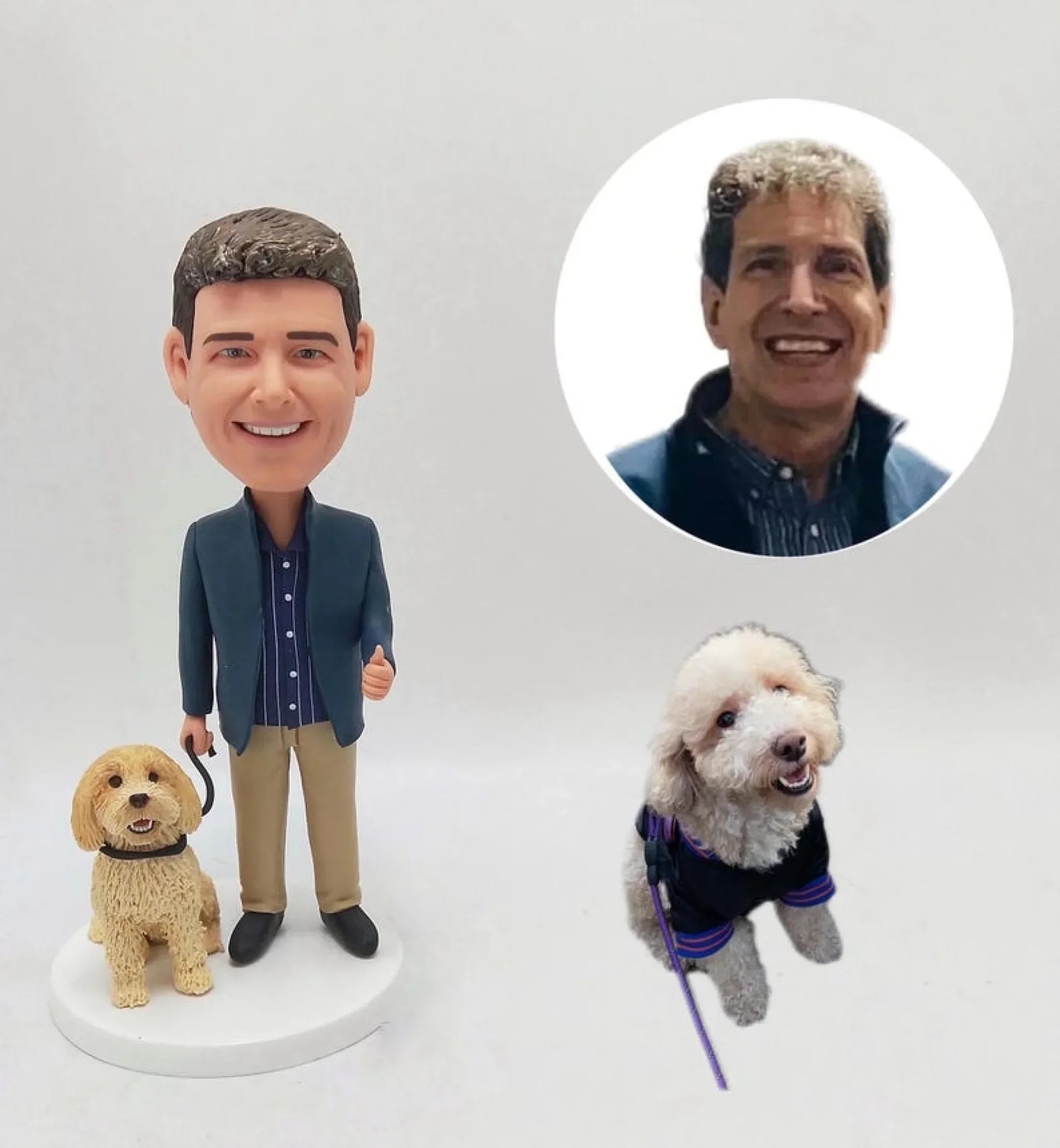 Personalized Photo Clay Figures - Unique Gifts - One Person + Pet