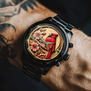 Rural-style Red Bird Customized Watch – Personalized Name - Gift for Country Garden Enthusiast - Joliny