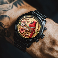 Rural-style Red Bird Customized Watch – Personalized Name - Gift for Country Garden Enthusiast - Joliny