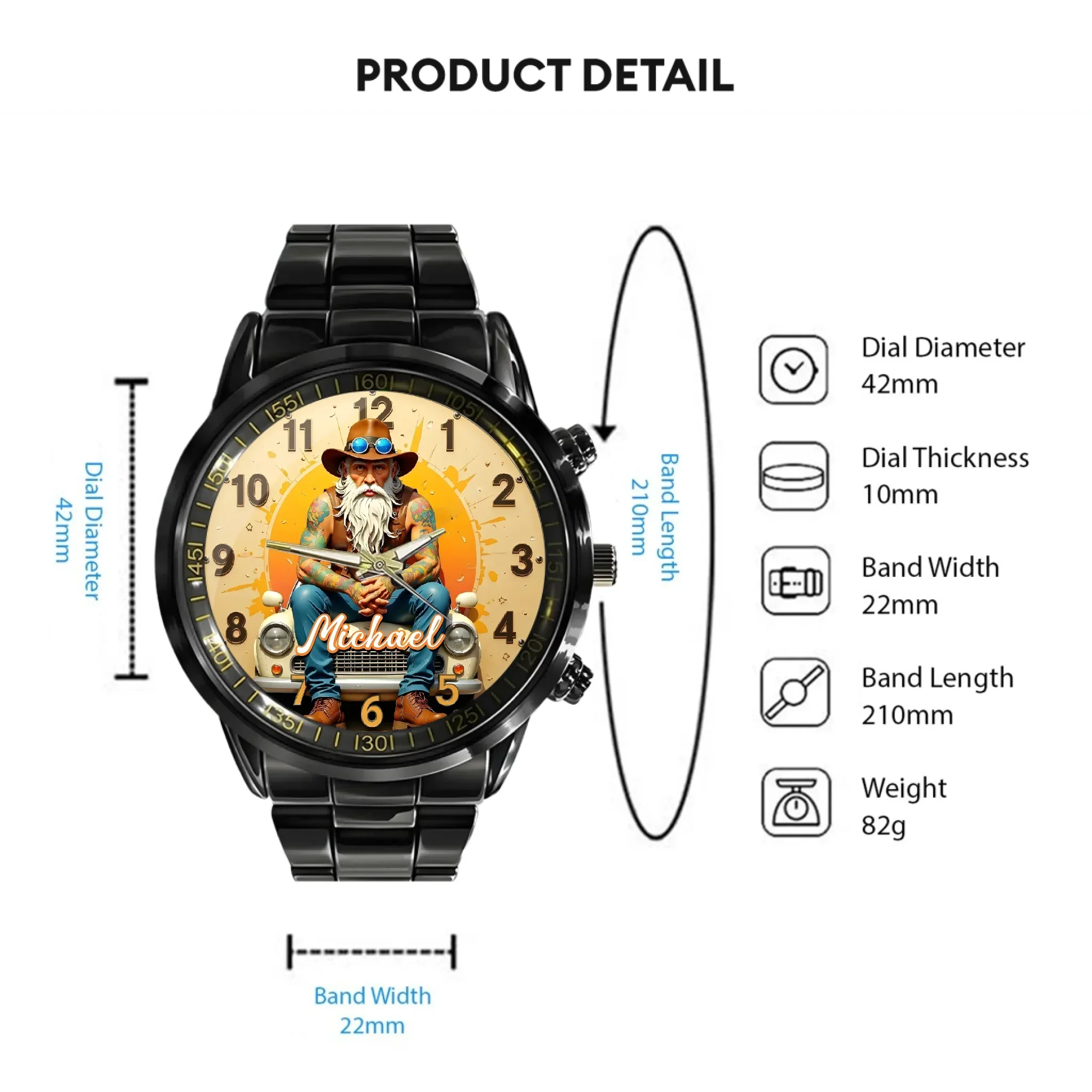Vintage Antique Car Customized Watch – Personalized Name - Joliny