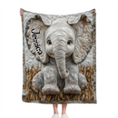 Adorable Elephant - Personalized Elephant Blanket - Joliny