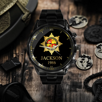 UK Firefighter Logo Custom Watch - Personalized Name - Joliny