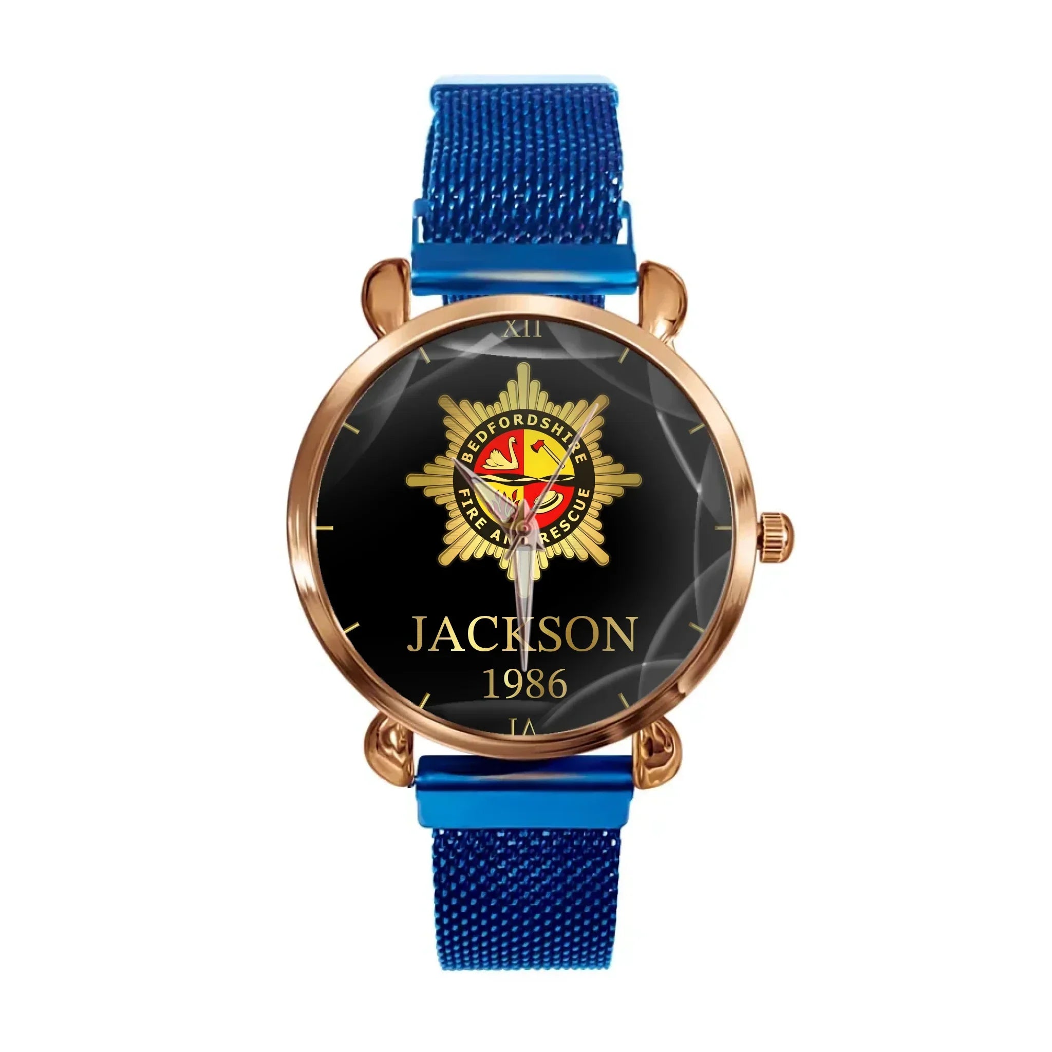 UK Firefighter Logo Custom Watch - Personalized Name - Joliny