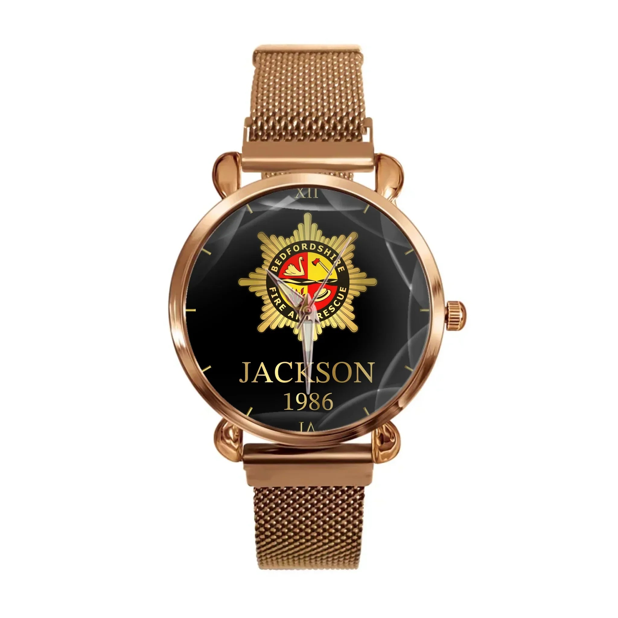 UK Firefighter Logo Custom Watch - Personalized Name - Joliny