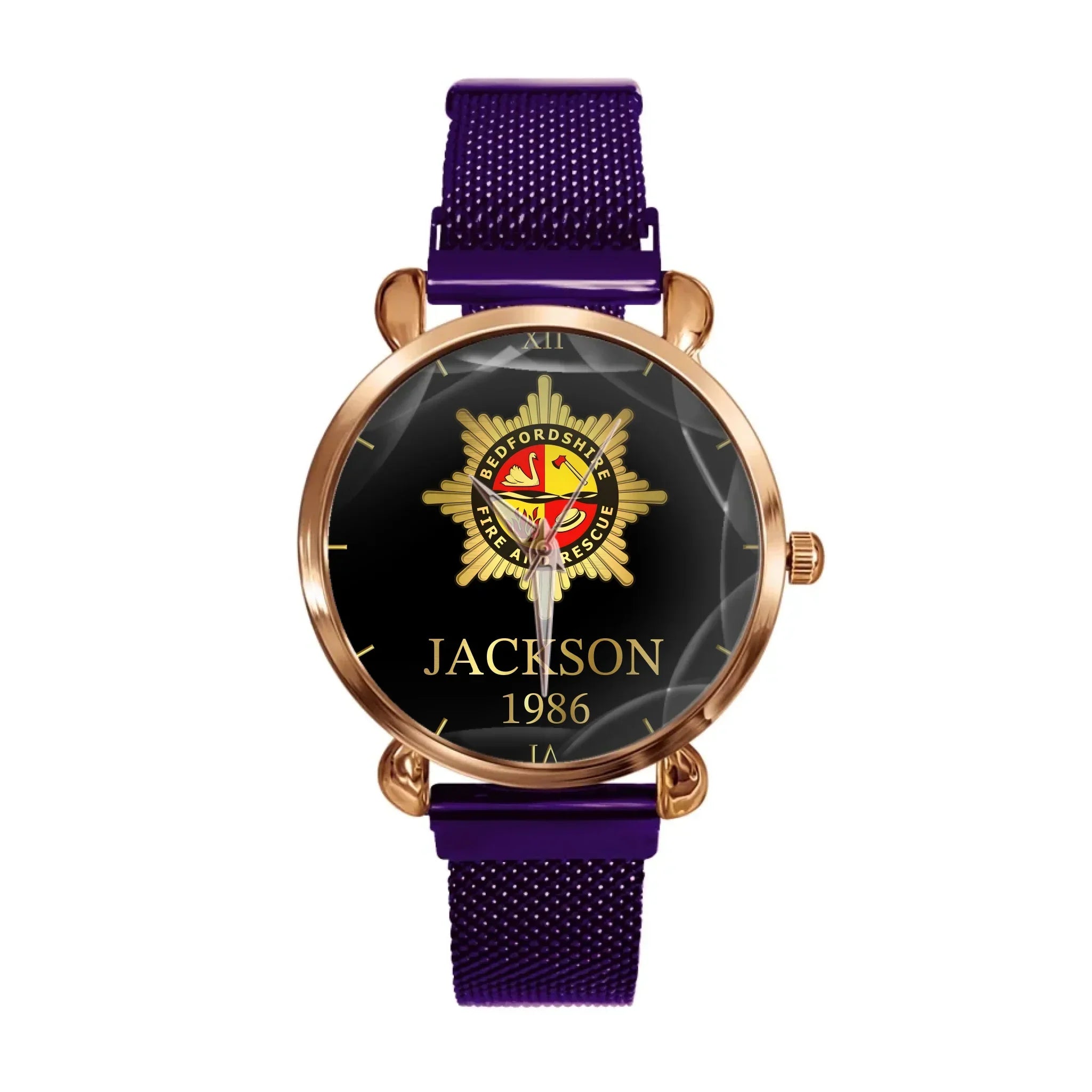 UK Firefighter Logo Custom Watch - Personalized Name - Joliny