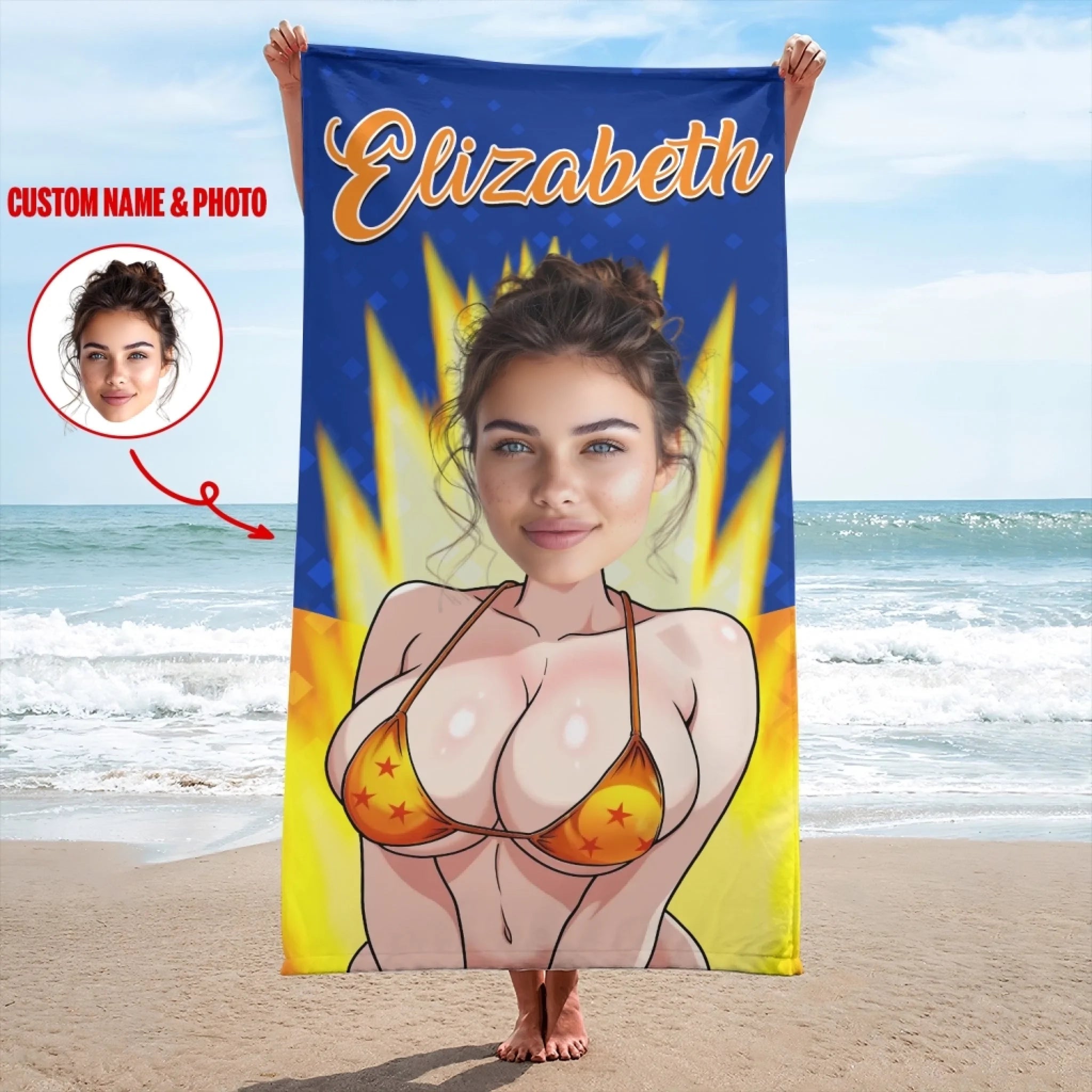 Personalized Beach Towel for Pool, Beach & Travel - Custom Your Face And Name Gift for Bestie