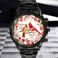 Flowers and Red Bird Customized Watch – Personalized Name - Joliny
