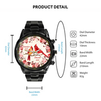 Flowers and Red Bird Customized Watch – Personalized Name - Joliny