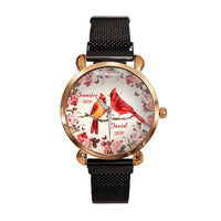 Flowers and Red Bird Customized Watch – Personalized Name - Joliny