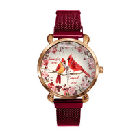 Flowers and Red Bird Customized Watch – Personalized Name - Joliny