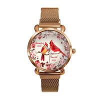 Flowers and Red Bird Customized Watch – Personalized Name - Joliny